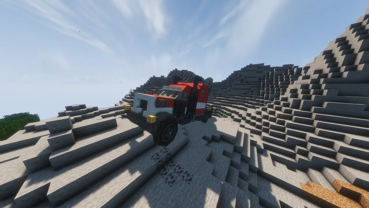 Red and white Truck Semitruck