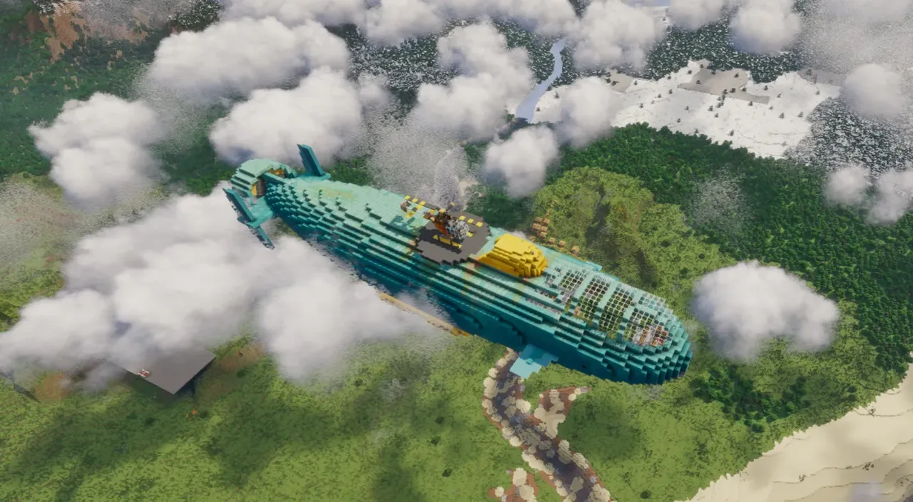 Weathered Airship w/ Shipborne Vehicles - The Celeste / "Wailborne"