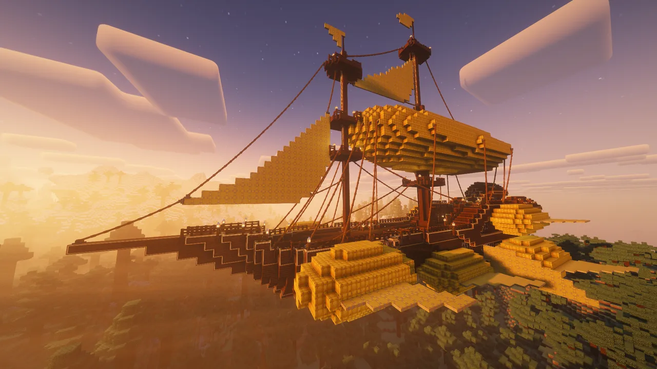 Gilded Horizon – A Golden Flying Ship for Survival Adventures