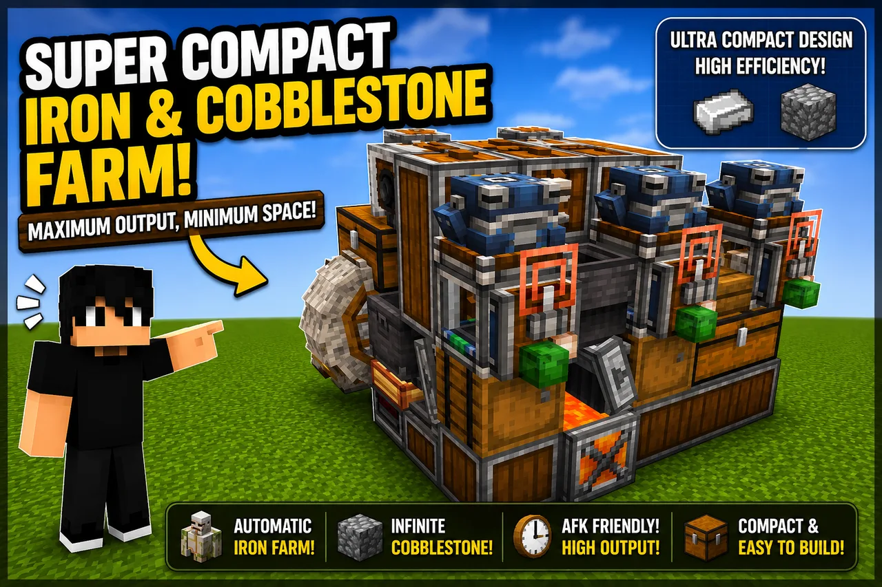 Super Compact Iron and Cobblestone Farm