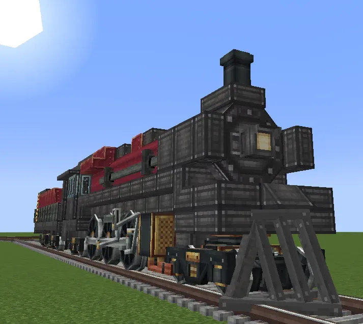red 4-6-4 locomotive and coal car