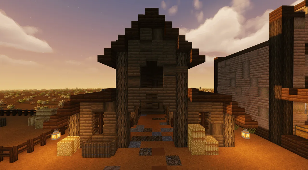 Wild west horse stable and field