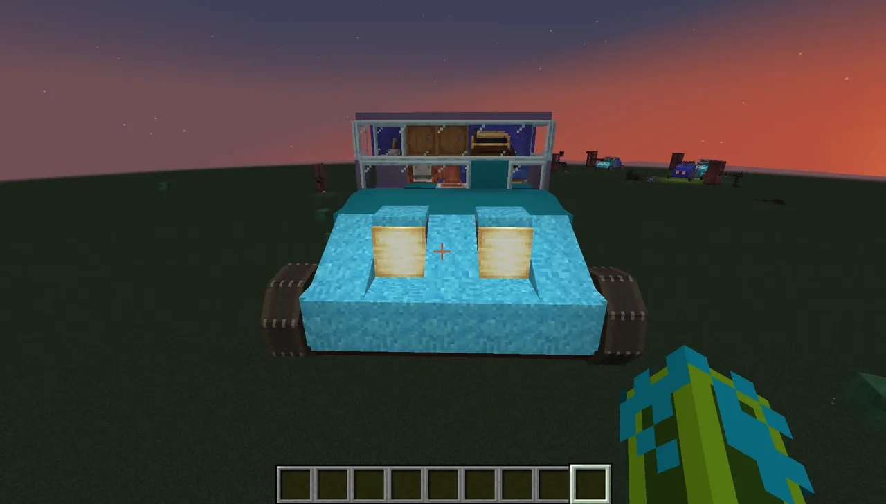 blue car and diesel station
