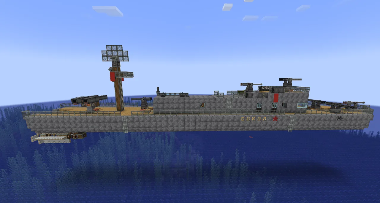 "Sokol" battle ship! (Survival friendly)! Боевой эсминец "Сокол" (Возможен для постройки в выживании)