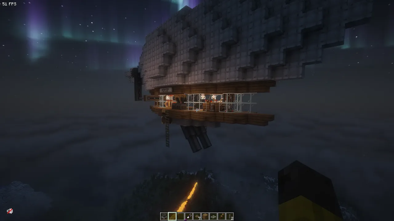 A small, compact, high-altitude airship with two big cannons, named Airsip