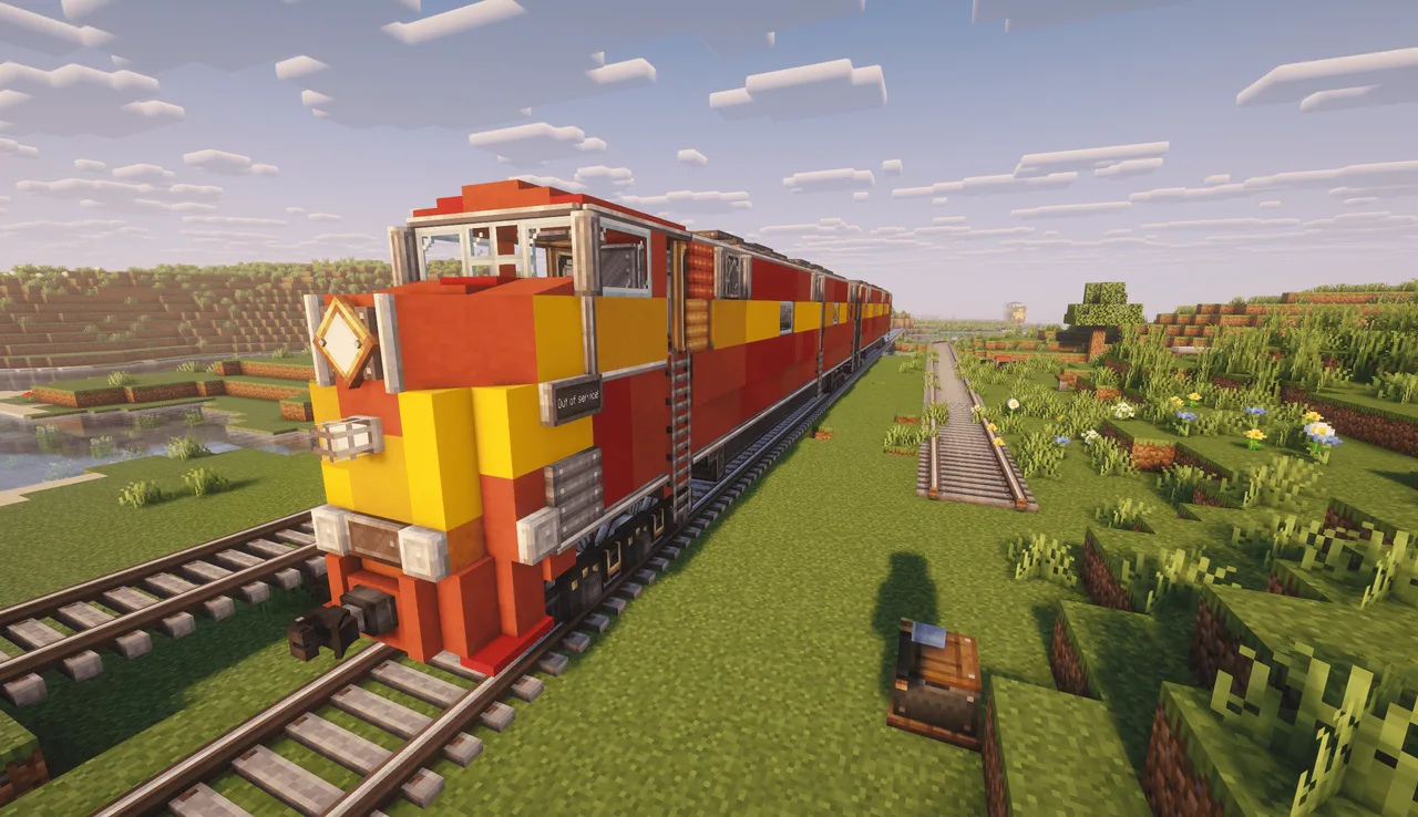 Large Two Railroad-Car Train (Locomotive Only, No Passenger Carriages)