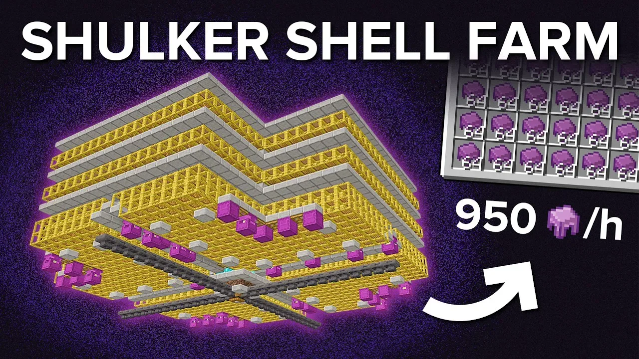 Minecraft 1.21+ Easy Shulker Shell Farm - 950 Shells Per Hour