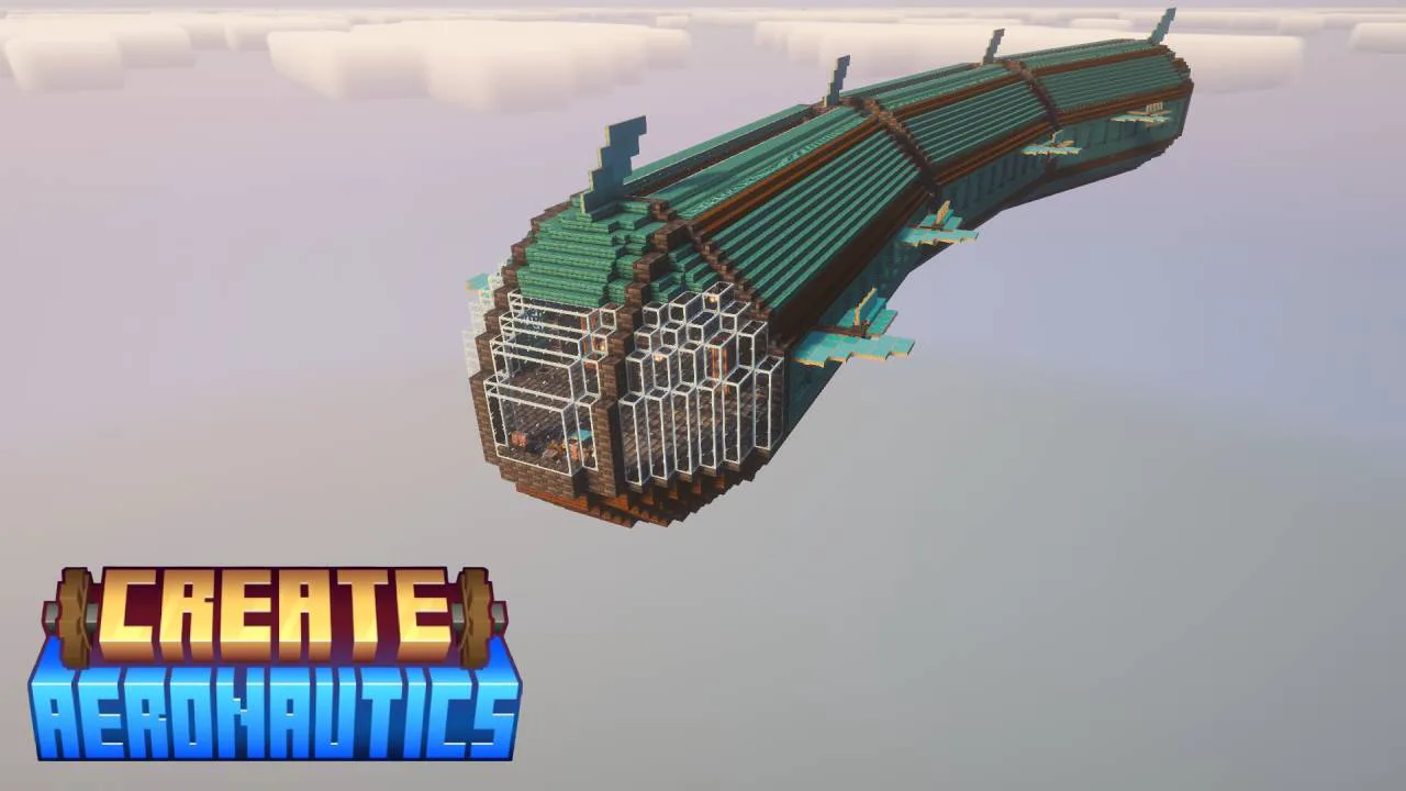 I made A flying factory with: Create Aeronautics