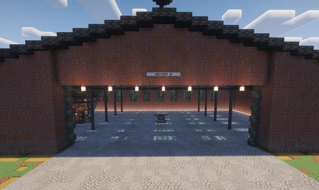 Simple Brick Hangar with sliding door!